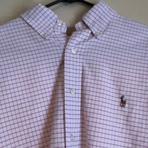 Short sleeve pink checked dress shirt